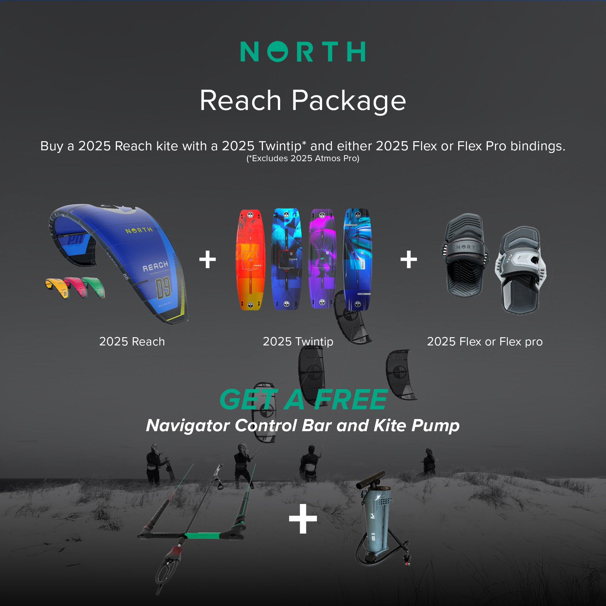 NORTH REACH 2025 PERFORMANCE FREERIDE KITESURF PACKAGE