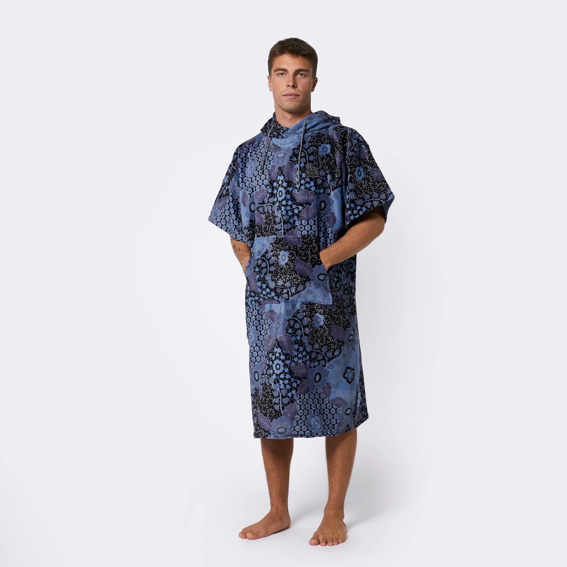 Poncho Velours AOP - Blue