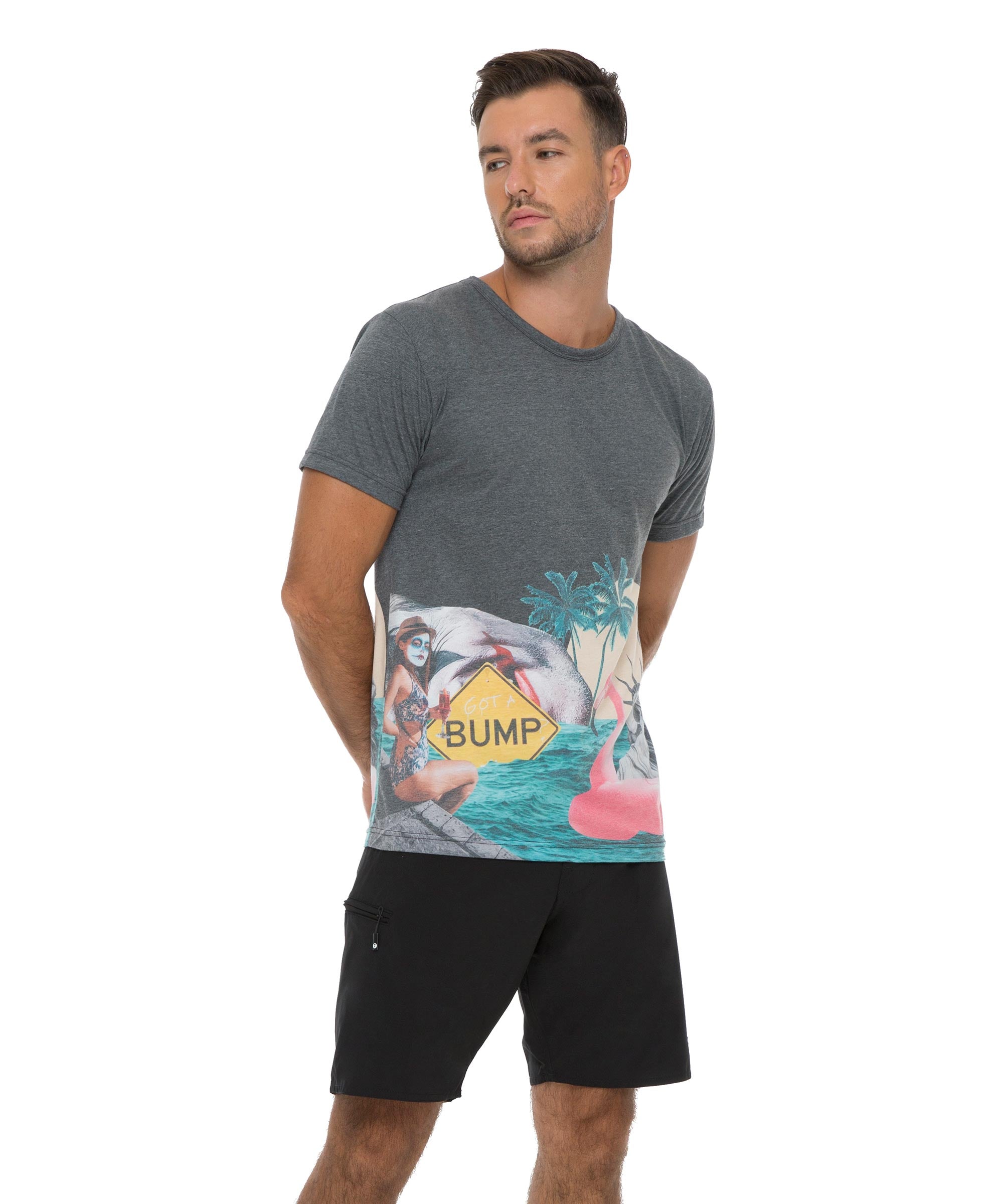 MEN FLOATIES AREA HANS S/S PRINTED RASH TEE PLACEMENT